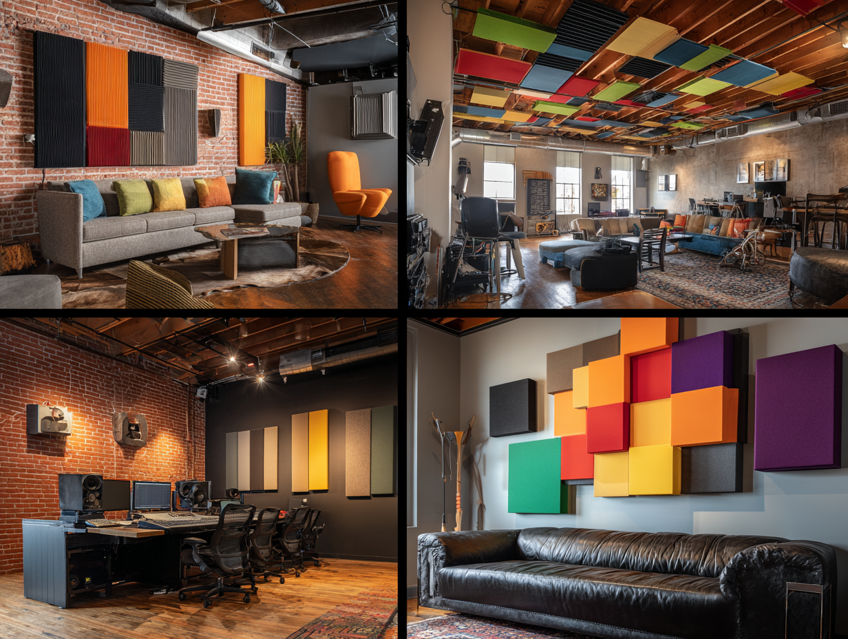 Collage of Williamsburg industries served: loft apartment, trendy restaurant, art gallery, modern office